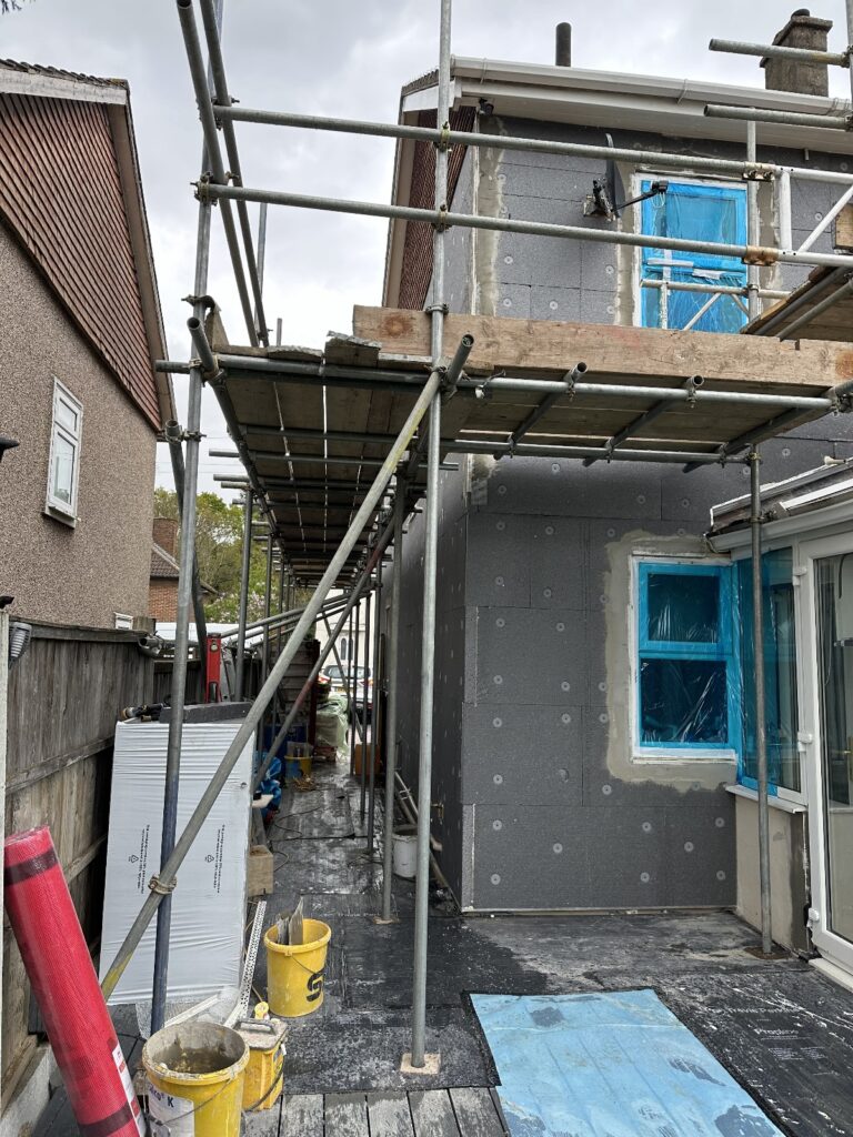 Loughton-70mm Insulated Render with Silicon top coat finish.