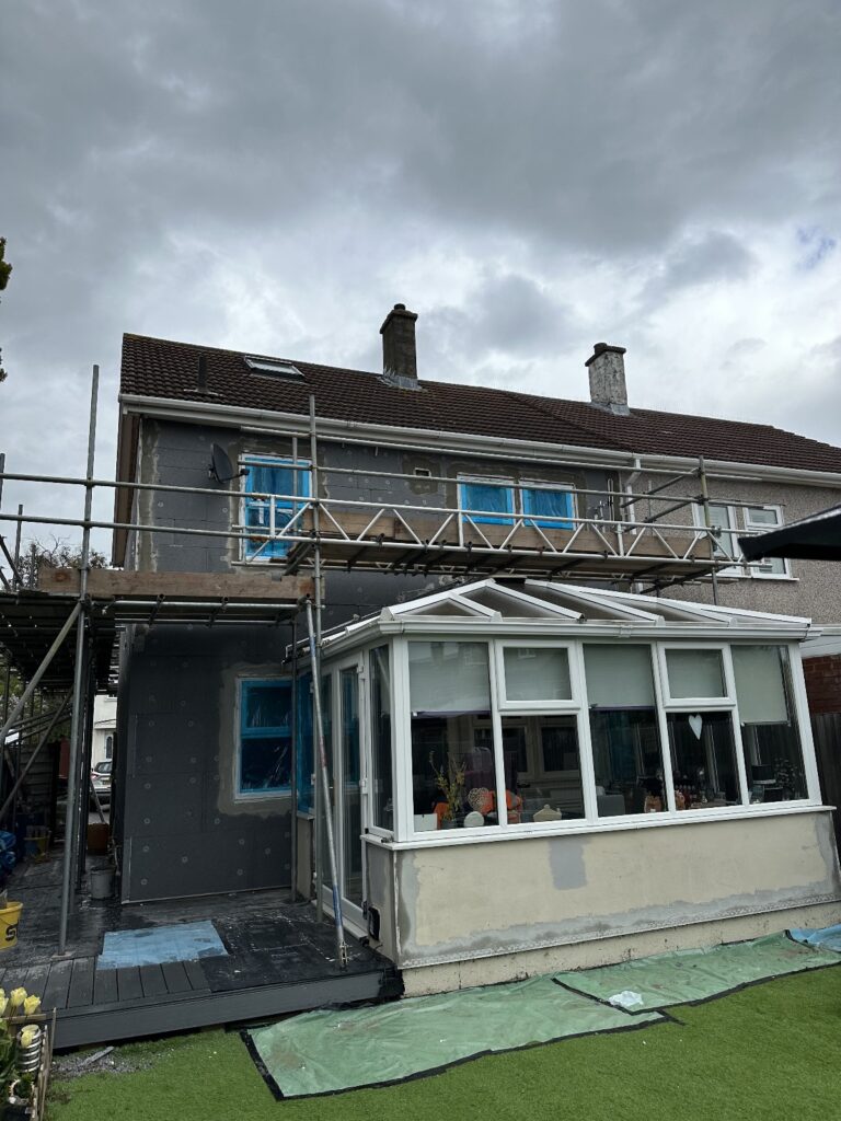 Loughton-70mm Insulated Render with Silicon top coat finish.