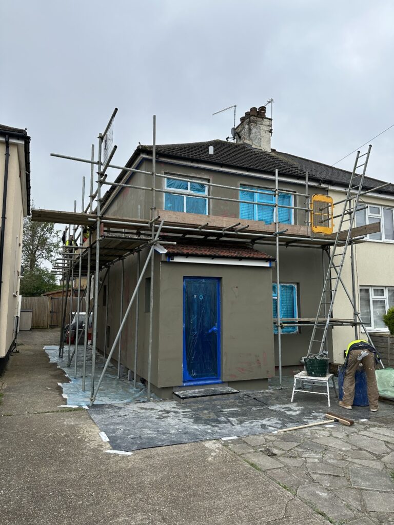 Potters Bar-100mm Insulated Render with silicon top coat finish.